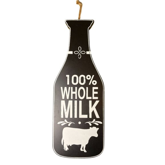 100% Whole Milk Decorative Wooden Hanging Sign With Rope - Picture 4 of 9